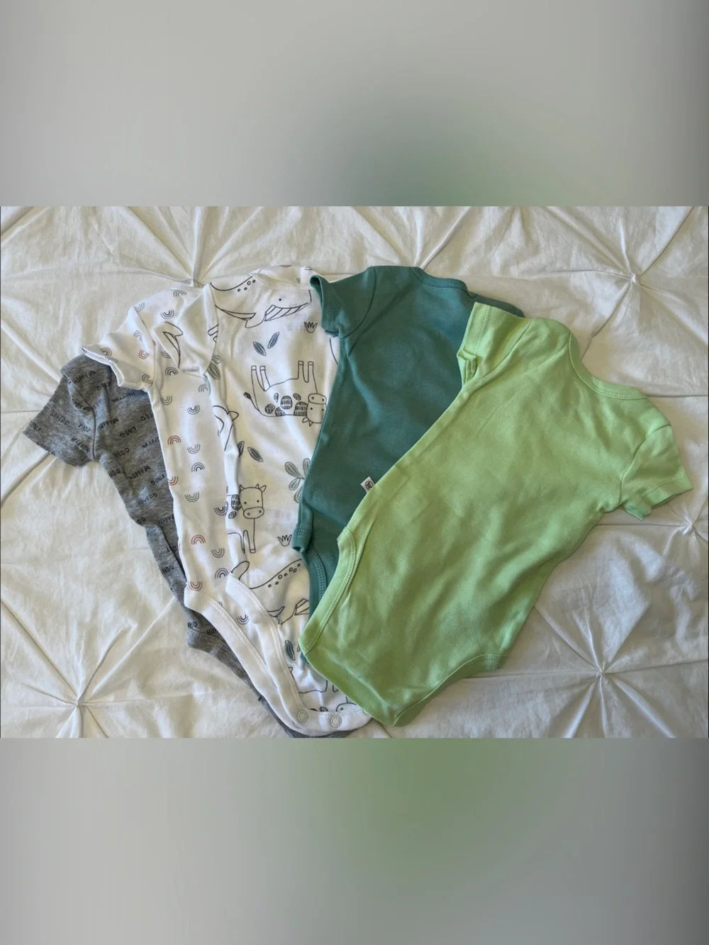 Carter's Short-Sleeve Bodysuit Set - Lime, Teal, White, Heather Gray